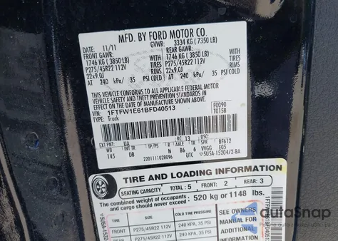 2011 Ford F-150 Harley-Davidson z USA, uszkodzony, nr VIN 1FTFW1E61BFD40513